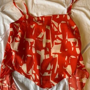Bwear Orange and White Abstract Camisole